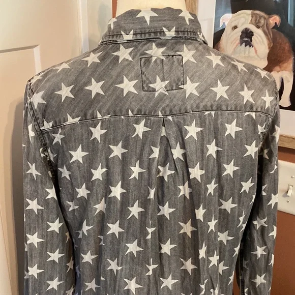 Rails women’s chambray stars gray wash & white button up M Lyocell collar shirt - Picture 10 of 13